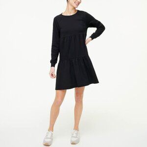 J.Crew Factory NWT Black Tiered Long Sleeve Comfy Sweatshirt Dress [size M]